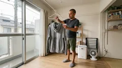 パーカーのフードが乾かない問題、ハンガー2本で解決する干し方