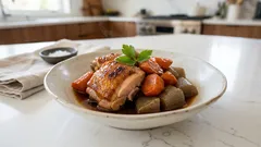 フライパンひとつでOK：鶏もも×にんじん×こんにゃくの簡単和風煮物