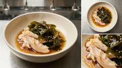 余熱でしっとり鶏むね肉に。わかめと鶏のポン酢和えで、さっぱりもう一品