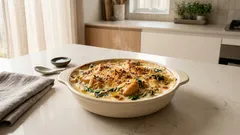 寒い日に食べたい、ささみとほうれん草のクリームグラタン—牛乳で作るやさしい味