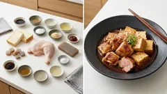 鍋ひとつで20〜30分。厚揚げと鶏もも・こんにゃくのピリ辛煮（コチュジャン少量）